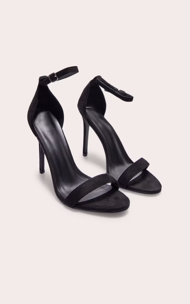 Clover Black Strap Heeled Sandals