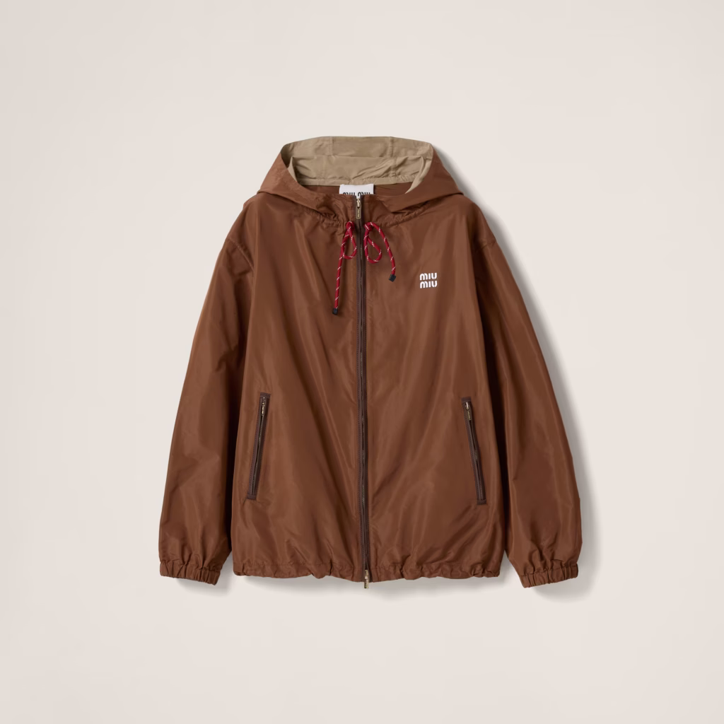 Technical fabric hoodie jacket
