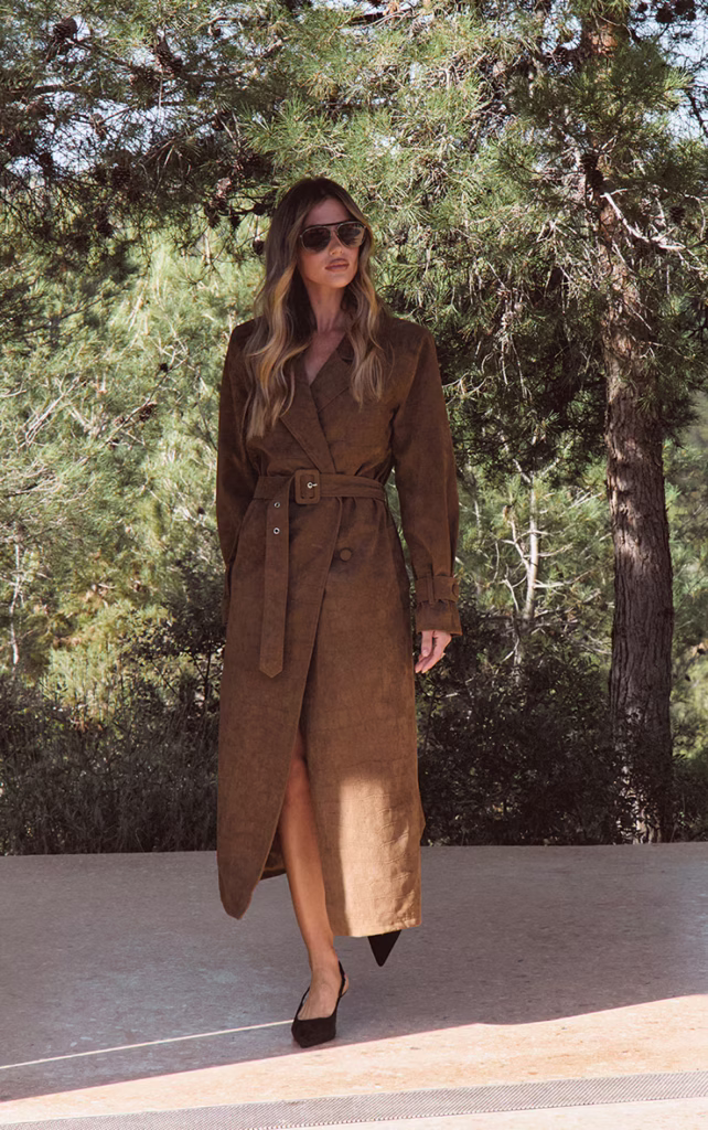 chocolate suede trench coat fall 2025